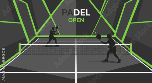 Dynamic Padel Open Tournament Sports Action Silhouette