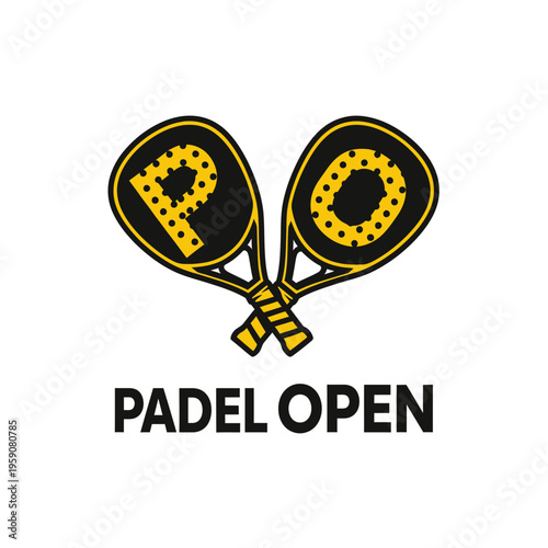 Dynamic Padel Open Tennis Rackets Graphic Sport Event Logo