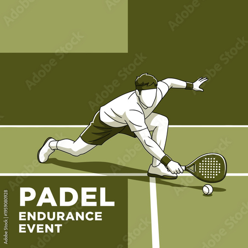 Dynamic Padel Player Performing a Forehand Shot During an Intense Endurance Competition