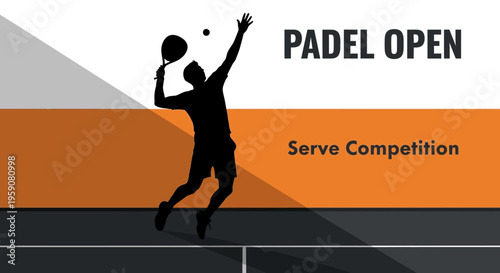 Dynamic Padel Player Silhouette Executing Serve During Competition Event