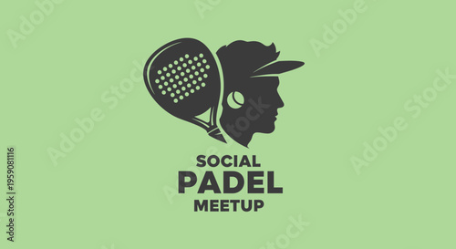 Dynamic Padel Player Silhouette With Racket Social Gathering Icon