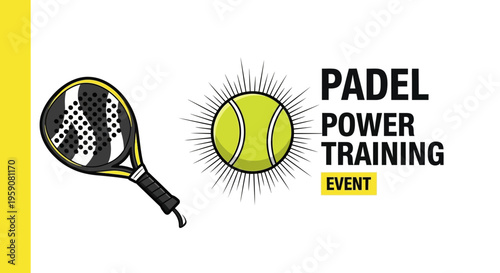 Dynamic Padel Power Training Event Graphic Sport Activity Illustration