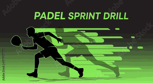 Dynamic Padel Sprint Training Graphic Illustration