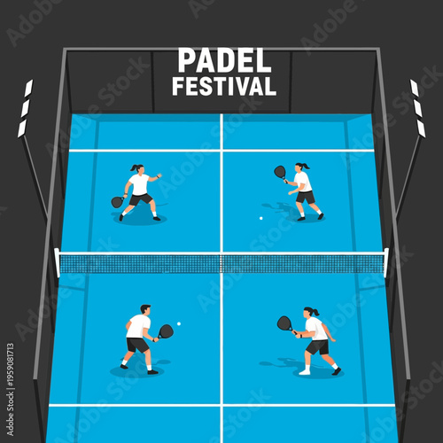 Dynamic Padel Tennis Court Action Festival Scene