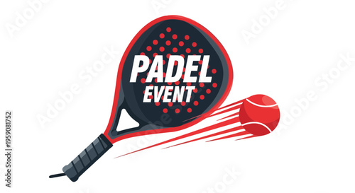 Dynamic Padel Tennis Event Graphic With Racket And Ball Motion