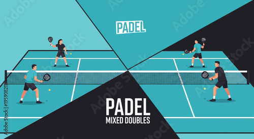 Dynamic Padel Tennis Match Illustrates Active Sports Lifestyle