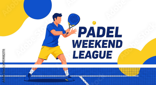 Dynamic Padel Tennis Player In Action During A Weekend League Competition