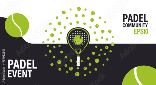 Dynamic Padel Tennis Racket With Balls Bursting Abstract Background