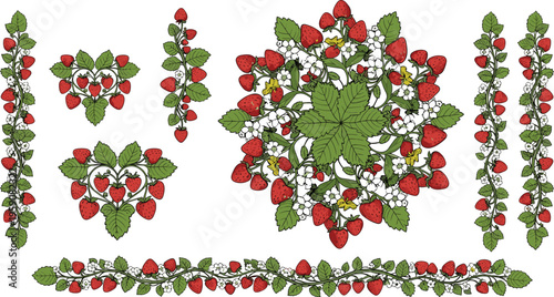 Healthy Breakfast Smoothie Bowl and Beverage Vector Set Featuring Acai Bowls Granola Parfait Green Smoothies and Matcha Tea for Morning Wellness and Cafe Menu Designs