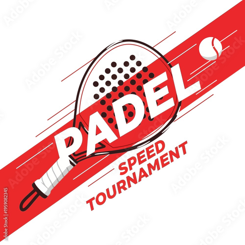 Dynamic Padel Tennis Speed Tournament Graphic With Racquet And Ball Design