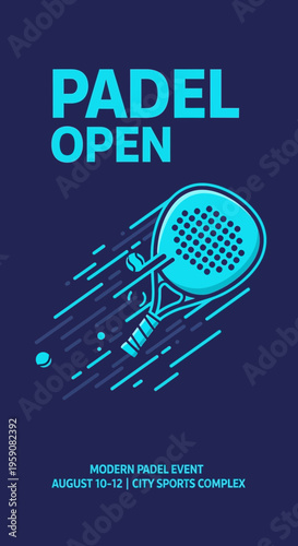 Dynamic Padel Tennis Tournament Announcement Poster Design