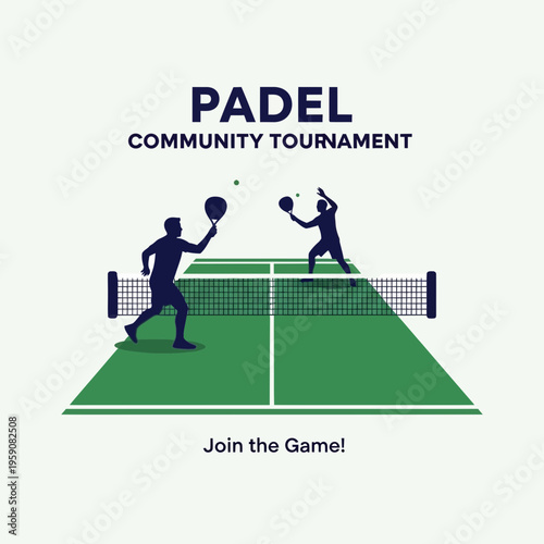 Dynamic Padel Tournament Illustration: A Community Event Depicting Sporty Energy and Excitement