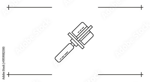 Line Art Icon of a Hair Roller Brush with Handle and Comb Attachment