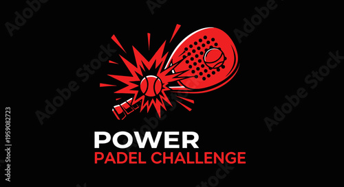 Dynamic Power Padel Challenge Emblem Design Bold Colors for Sports Promotion