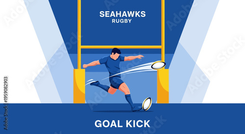 Dynamic Rugby Player Executing A Powerful Goal Kick