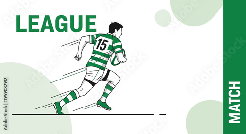 Dynamic Rugby Player In Action On League Match Day Illustration