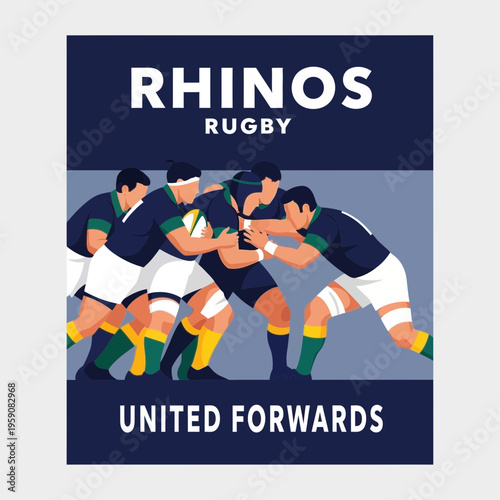 Dynamic Rugby Players Clash On Field Representing Team Spirit And Athleticism