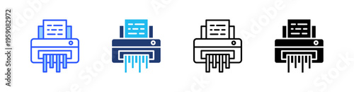 Paper Shredder Multi Style Icon Set Vector 