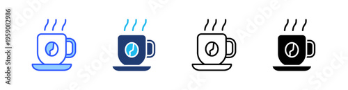Coffee Cup Multi Style Icon Set Vector 