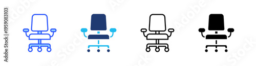 Office Chair Multi Style Icon Set Vector 