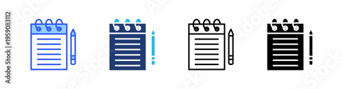 Notepad Multi Style Icon Set Vector 
