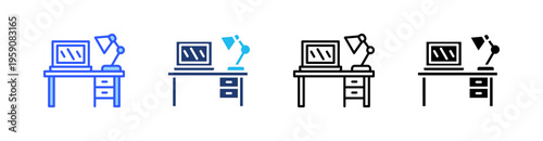 Work Table Multi Style Icon Set Vector 
