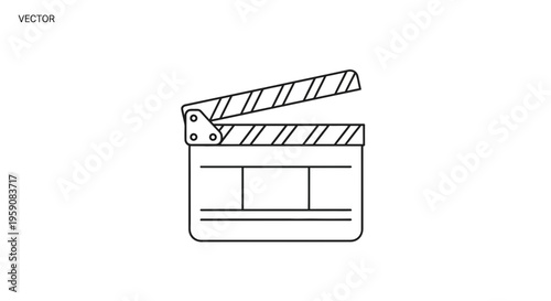 Clapperboard Icon Vector - Film Production, Cinema, Movie Making Symbol