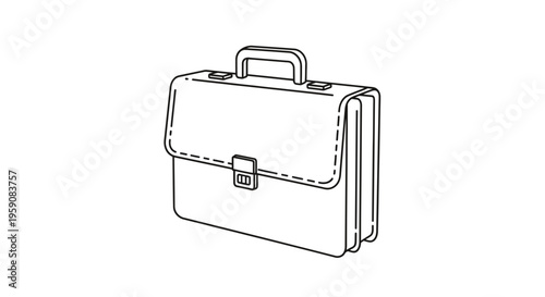 Classic Black and White Briefcase Illustration - Business and Professional Icon