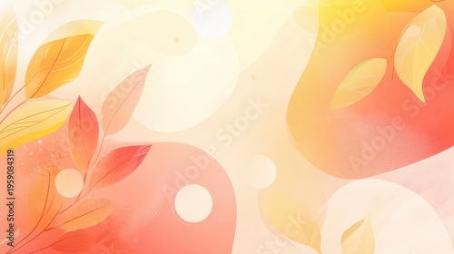 Warm Abstract Organic Shapes and Leafy Elements with Soft Gradient Lighting Background for Corporate Branding and Design