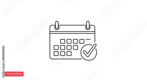 Calendar with Check Mark Icon: Planning, Scheduling, and Task Completion Concept