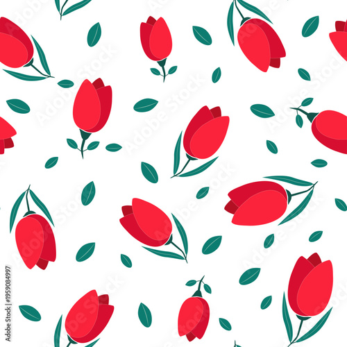 Seamless Tulip Pattern Floral Background for Fabric Wallpaper Wrapping Paper Spring Design