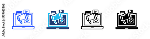 Social Media Marketing Multi Style Icon Set Vector 