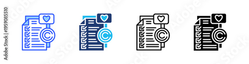 Copyright Multi Style Icon Set Vector 