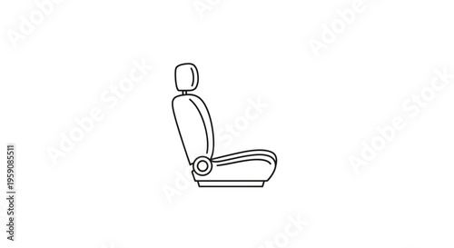 Car Seat Icon Vector Illustration - Simple Line Art of Automotive Interior Component