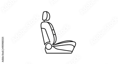 Car Seat Icon Vector Illustration, Automotive Interior Design Element