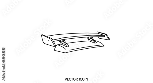 Car Spoiler Vector Icon, Automotive Aerodynamic Part, Performance Tuning
