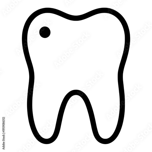 Tooth With Holes Outline Line Icon
