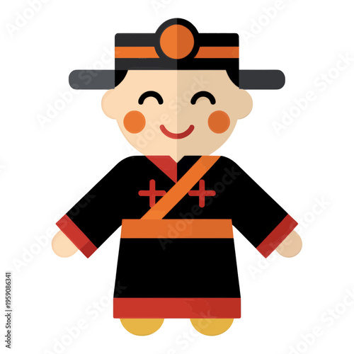 Traditional Chinese Man Flat Vector Icon