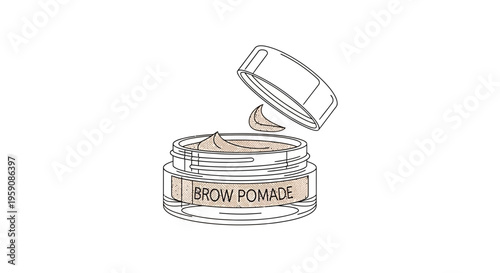Brow Pomade Jar with Lid Open, Cosmetic Product for Eyebrows, Makeup Beauty Illustration