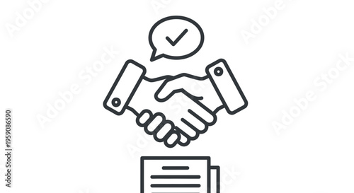 Business Partnership Agreement Handshake with Check Mark and Contract Document Icon