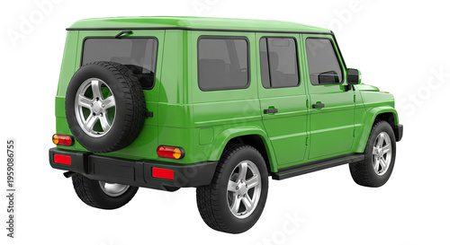 Green Off-Road SUV with Spare Tire