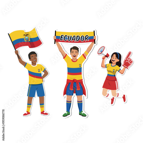 Ecuador Sport Soccer Fans Vector Illustration