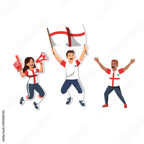 England Sport Soccer Fans Vector Illustration