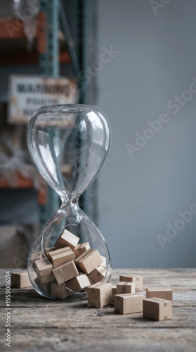Glass hourglass deadline supply chain disruption physical logistics transport gridlock delay