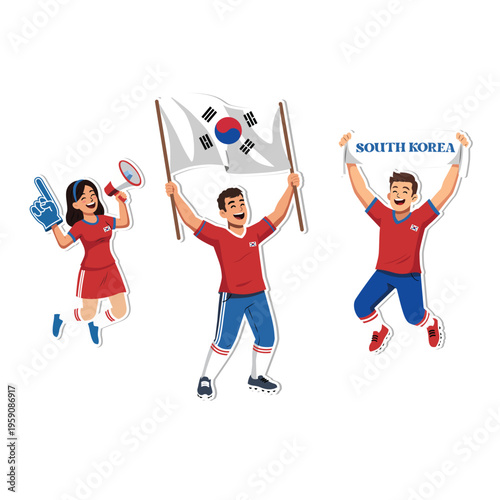 South Korea Sport Soccer Fans Vector Illustration