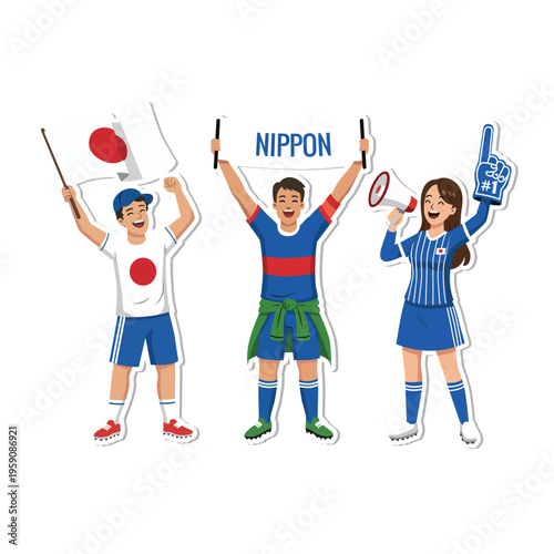Japan Sport Soccer Fans Vector Illustration