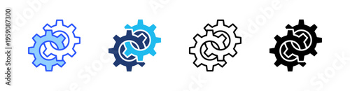 Gears Multi Style Icon Set Vector 