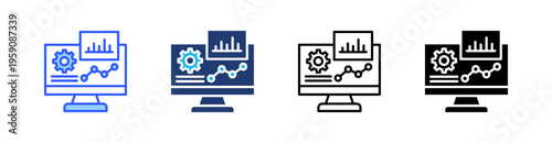 Data Analytics Multi Style Icon Set Vector 