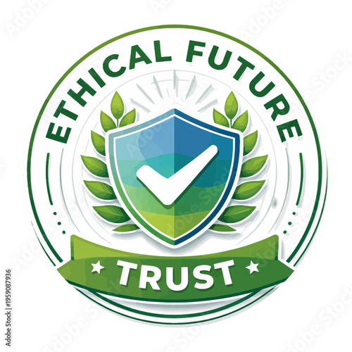 Ethical Future Seal with Clean Geometric Design Symbolizing Trust and Responsible Innovation | Minimal Geometric Trust Badge Representing Ethical Technology and Sustainable Future | Modern Ethical App