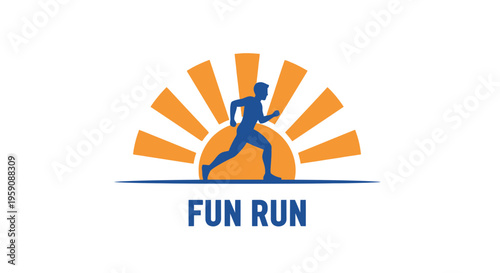Dynamic Runner Silhouette Against Vibrant Sunrise Logo Design